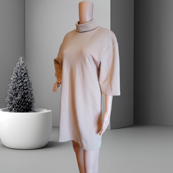 Zara Women's Oversized Turtleneck Cream Sweater Dress - Picture 7 of 16